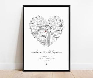 Where It All Began Personalized Heart Map Print, Custom Where We First Met Map, The Night We Met, Valentines Day Gift For Girlfriend Boyfriend, Custom Location, Gifts For Wife And Husband Anniversary