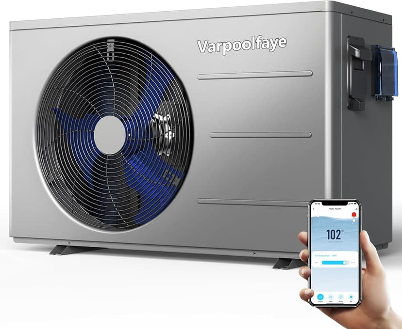 30,000 BTU Electric Pool Heater for Above Ground Pool Swimming Pool Heat Pump Inground Pool Heater 120V 8,000 Gallon Heating or Cooling WiFi Control Schedule