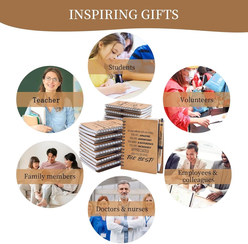 20 Pcs Christmas Employee Appreciation Gifts Bulk - 10 Sets of Inspirational Spiral Notebooks with Motivational Pens, Small Notepads for Coworkers, Office Staff, Team, Nurse, Teachers, Thank You Gifts