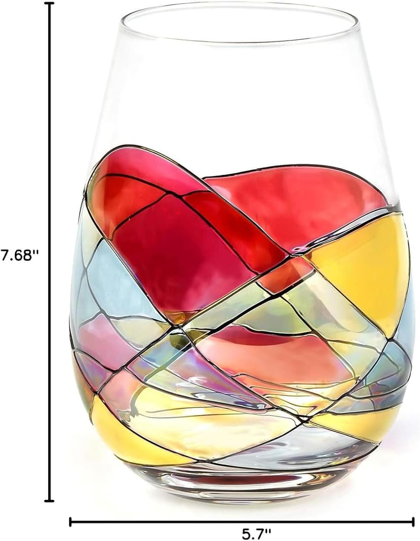 Sagrada Barcelona Stemless Wine Glasses – Hand‑Painted Set of 1 Unique Wine Gift for Wedding, Anniversary, Housewarming & Christmas Ideal for Women & Men