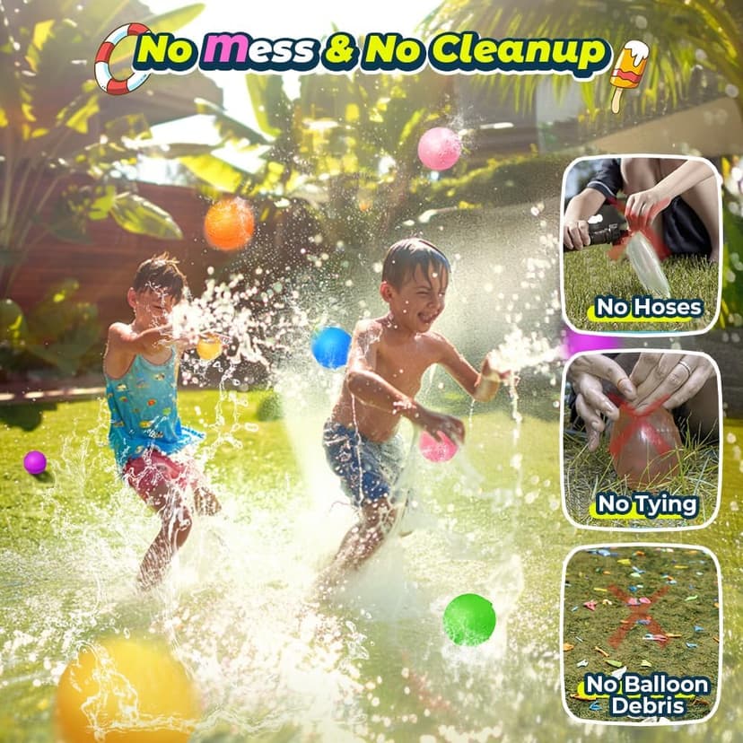 12Pcs Reusable Water Balloons, Pool Beach water Toys for Boys and Girls, Outdoor Summer Toys for Kids Ages 3-12