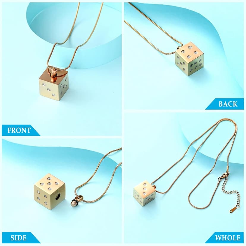 Stainless Steel Memorial Necklace Ash Holder for Pet Human Keepsake Ash Jewelry Bereavement Gift for Women Men with Fill tool Hearbeingt Dice Urn Necklaces Cremation Jewelry for Ashes Keepsake Pendant B09D2ZPQQ2