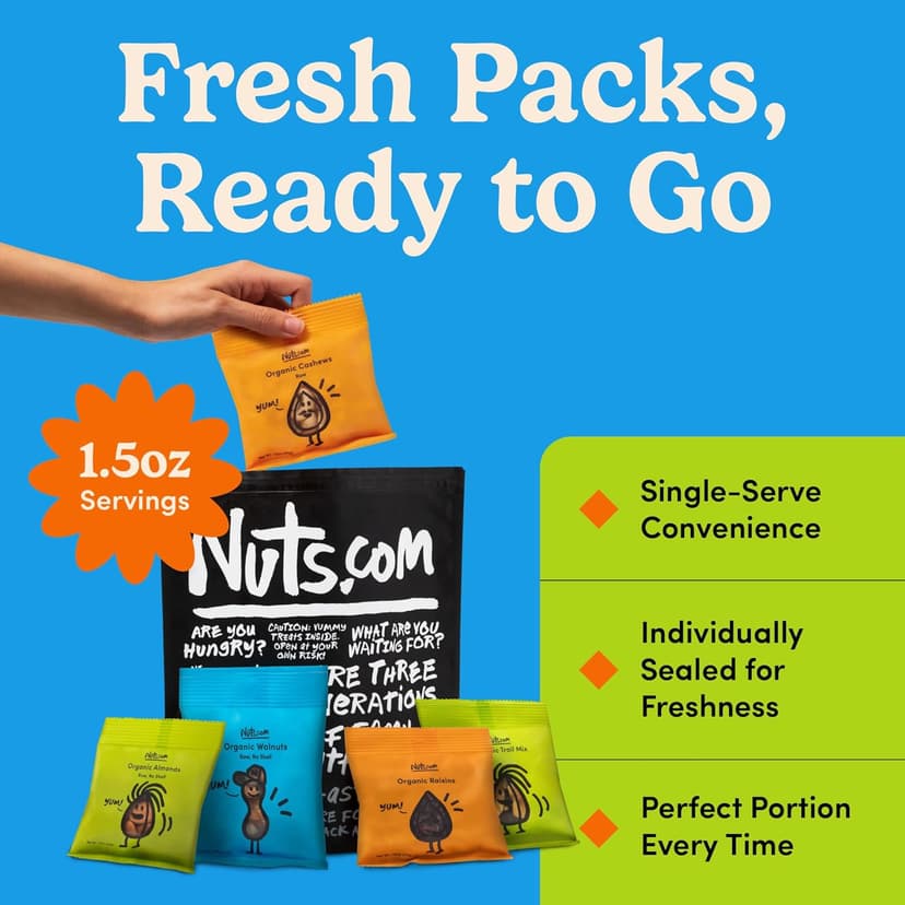 Nuts.com – Organic Dried Fruit and Nuts Variety Box – Gourmet Assortment for Fall, Thanksgiving and Festive Gifts – Includes Organic Cashews, Almonds, Walnuts, Raisins, and Trail Mix