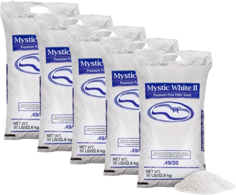 U.S. Silica 5 Pack Mystic White II Sand for Above Ground and Inground Pool Filter Pumps, 50 Lb - Accessories and Supplies for Swimming Pool System Cleaning and Maintenance