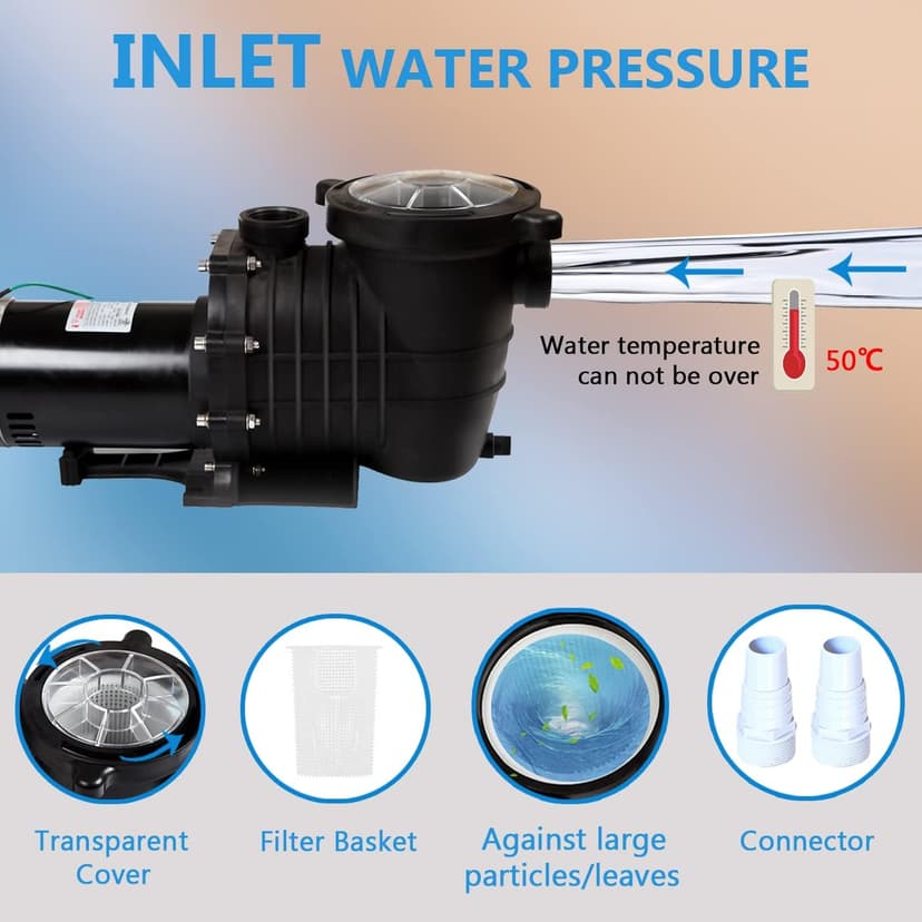 TOPWAY 2HP 110v Swimming Pool Pump 111GPM Filter Garden lnground and Above Ground Pools Water Pump