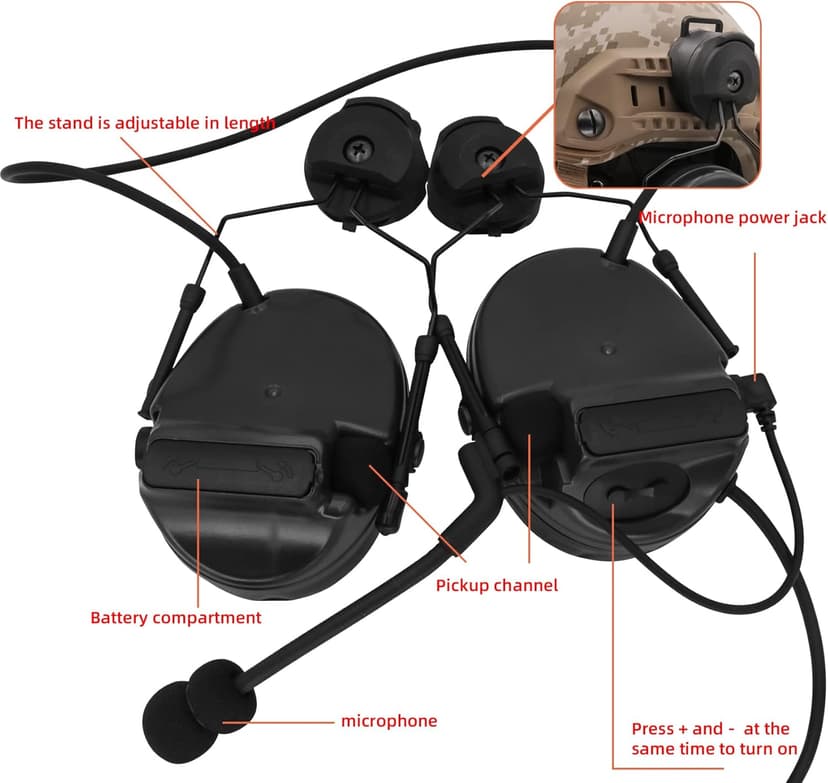 HEARFALCOM Comta III Tactical Headset Helmet ARC Rail Adapter Bracket Version Noise Cancelling Pickup Shooting Headset