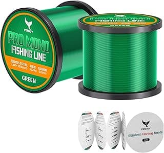 Pro Monofilament Fishing Line with Knot Instruction Cards for Multi Purpose Cost Effective, Strong Yet Thin Nylon String for Big Fishes, Tangle-Free & UV Resistant, 15/20/30/50/80LB