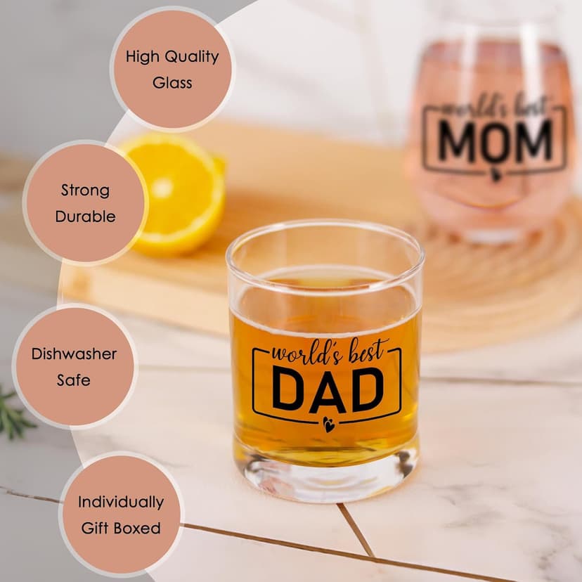 Breezy Valley Mom Dad Cups, Birthday Gifts for Mom from Kids - Worlds Best Moms Dad Gifts Mug Sets, Gift Ideas for Moms Dads Together, Cup Mugs for Parents B0FQ5FD1WZ