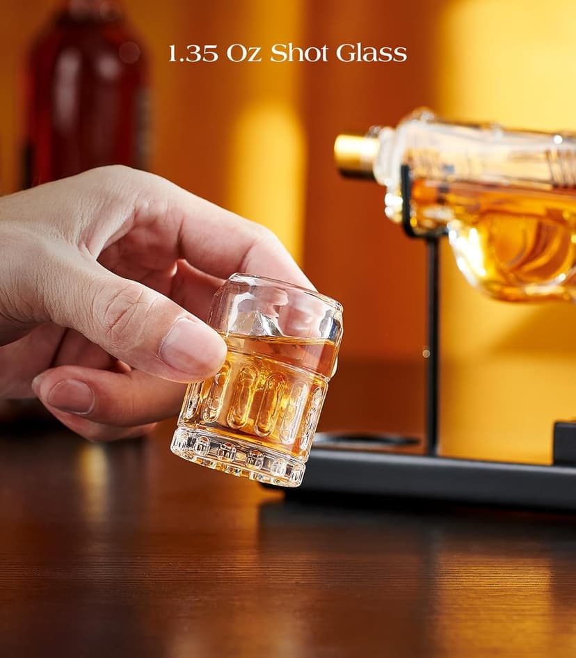 Birthday Gifts for Men Dad, Kollea Gun Whiskey Decanter Sets for Men, Shot Glass, Funny Gift Idea for Him Brother, Liquor Dispenser for Bar, Alcohol, Anniversary, Christmas, Military Present, Cave