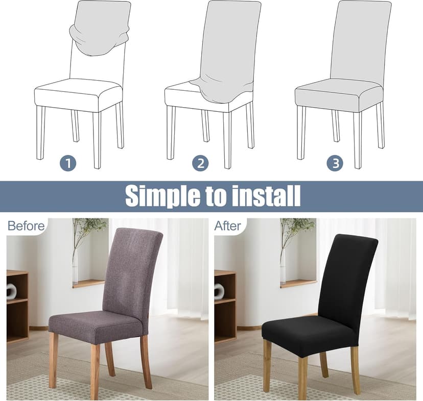 BIETYONE Chair Covers,Dining Room Chair Covers Set of 6,Stretch Kitchen Chair Cover,Washable Dining Chair Cover,Parsons Chair Slipcovers Protective,for Home,Restaurant,Banquet
