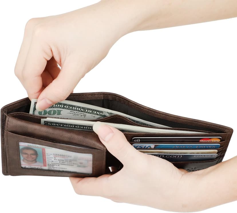 HIMI Wallet for Men-Genuine Leather RFID Blocking Bifold Stylish Wallet With 2 ID Window