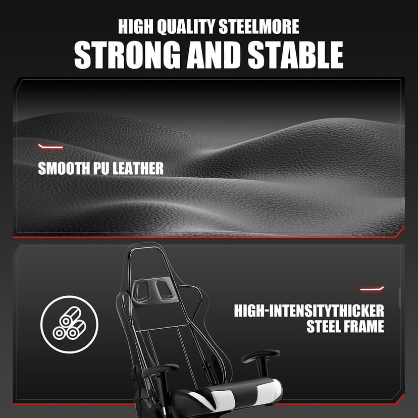 GTRACING Gaming Chair Racing Office Computer Ergonomic Video Game Chair Backrest and Seat Height Adjustable Swivel Recliner with Headrest and Lumbar Pillow Esports Chair (White)