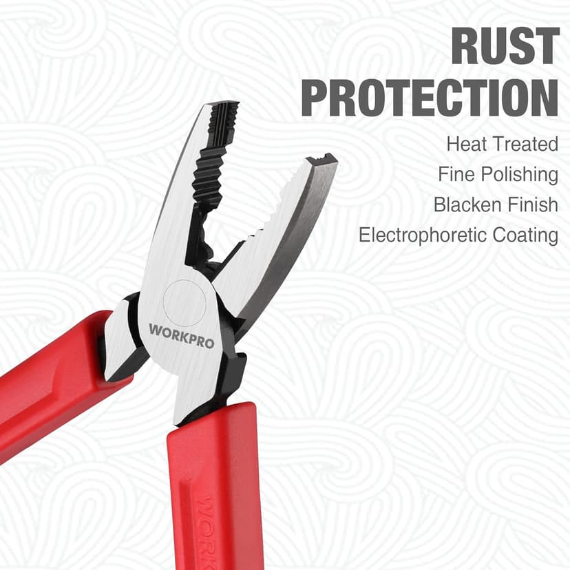 WORKPRO 6.5" Linesman S Screw Extractor Pliers(Combination Pliers) with Unique Non-slip Jaws, Stripped Screw Remover Tool, Lineman Plier for Quickly Removal of Damaged or Rusted Fasteners