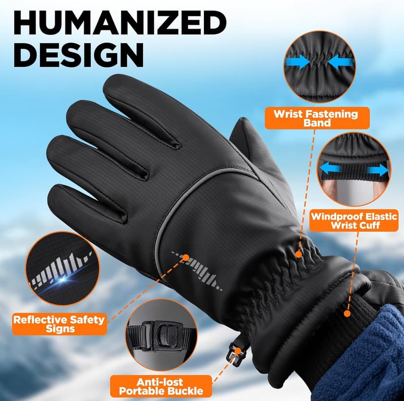 rivmount Winter Gloves Women Men, Thermal Ski Gloves for Cold Weather with Warm, Waterproof, Touchscreen for Running, Skiing