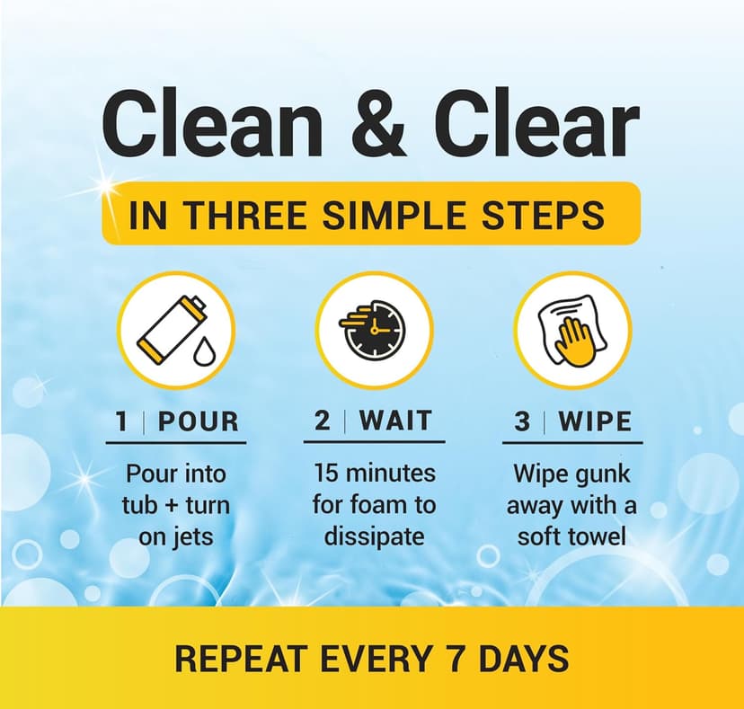 Bio Ouster 3in1 Weekly Hot Tub Cleaner, Conditioner, Clarifier - Hot Tub Chemicals for Standard & Inflatable Spas - Spa Chemicals for Crystal Clear & Sparkling Clean Water - Made in USA (4 Week Kit)