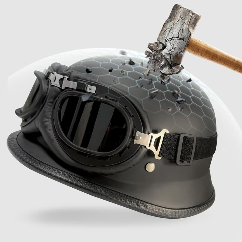German Style Skull Cap Adult Men Women Half Shell Helmet, DOT Approved Retro Half Face Helmet for Cruiser Scooter Chopper (XXL)