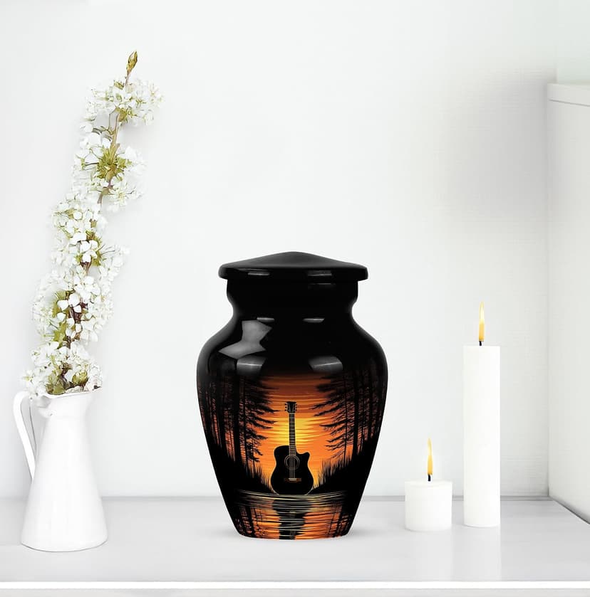 Guitar Urns for Human Ashes - Music Lover Cremation Keepsake Urns for Human Ashes Male & Female - Musical Instrument Burial Urn for Women & Men - Memorial Gift for Father - Small - 3 Inch B0H75NTJX2
