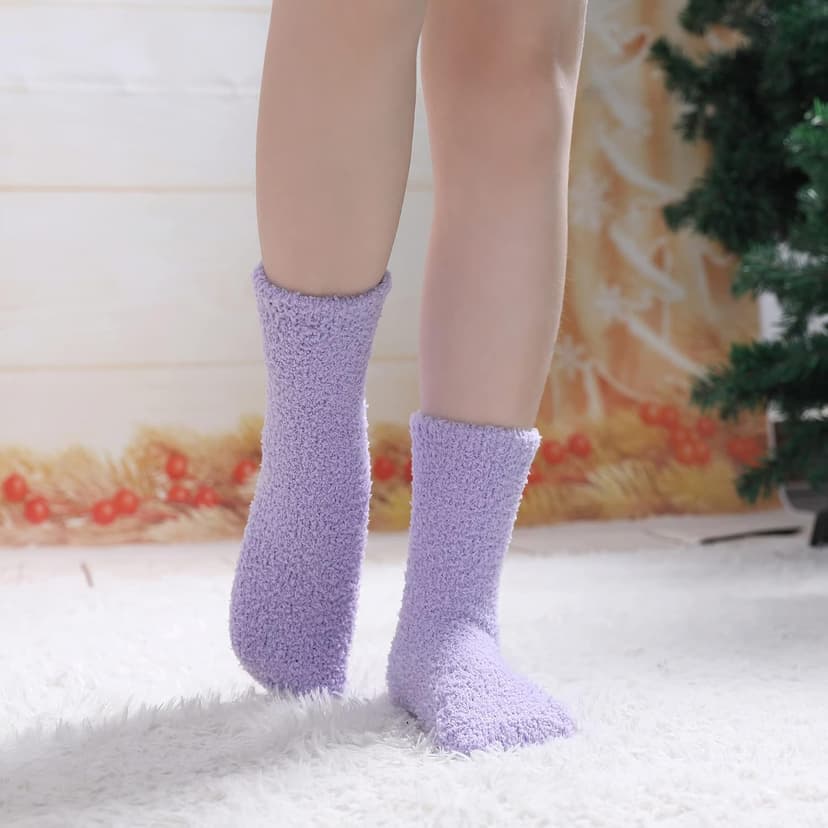 LINEMIN Womens Fuzzy Socks Cozy Fluffy Winter Warm Slipper Socks Microfiber Soft Home Sleeping Socks B09BN6Q93J