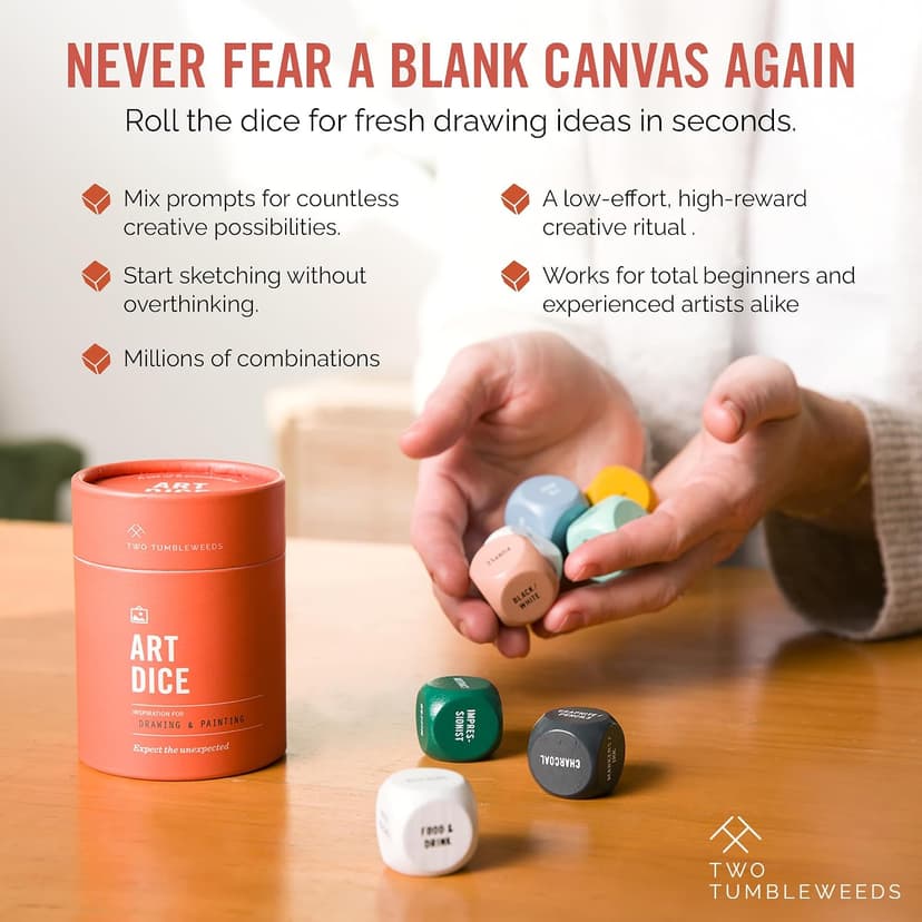 The solution to artist's block – Roll to decide what to draw or paint – Fun, Unique Gift for Artists of All Levels Two Tumbleweeds Art Dice - Drawing & Painting Prompts, Set of 9 dice B0BKTNJ24Z