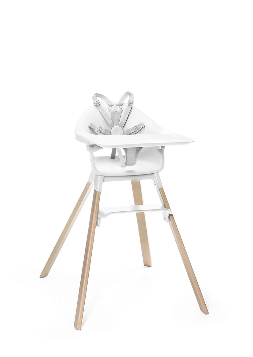 Stokke Clikk High Chair, White - All-in-One High Chair with Tray + Harness - Light, Durable & Travel Friendly - Ergonomic with Adjustable Features - Best for 6-36 Months or Up to 33 lbs