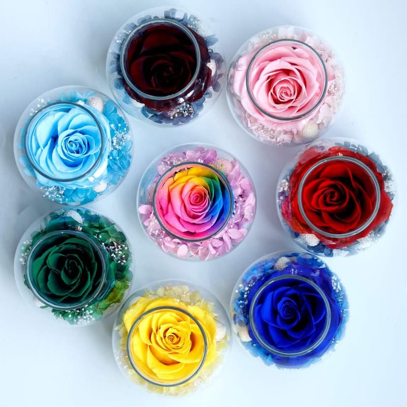 Preserved Real Roses with Colorful Mood Light Wishing Bottle, Eternal Rose,Never Withered Flowers, Table Decor,Christmas Anniversary Valentine's, Blue 4.3inch, 1pcs B07DT2GBT2