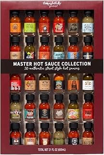 Thoughtfully Gourmet, Master Hot Sauce Collection Sampler Set, Flavors Include Garlic Herb, and More, Hot Sauce Gift, Set of 30