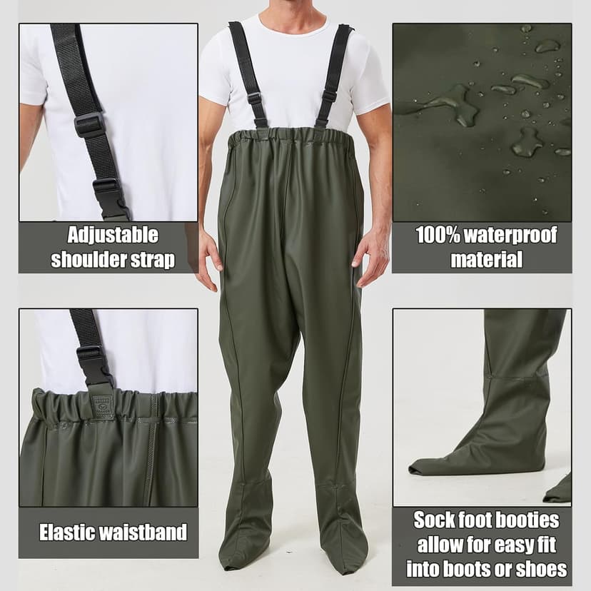 Pfeibk Men's Fishing Waders, Lightweight Breathable Chest Waders for Men, Waterproof Fly Fishing Waders