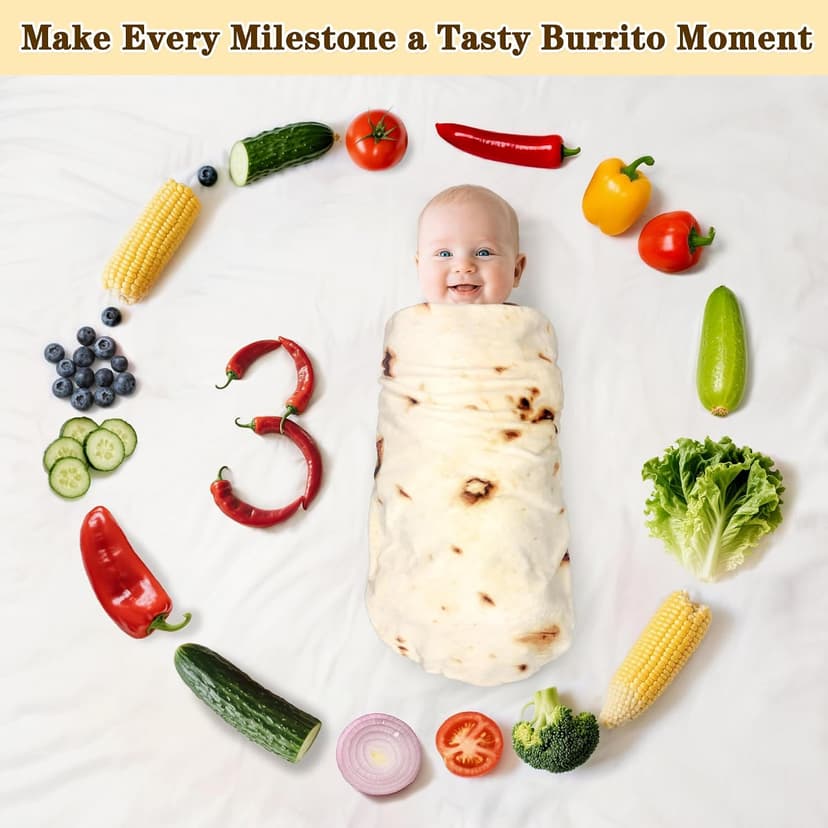mermaker Burritos Tortilla Swaddle Blanket Baby for Toddler Newborn, 285 GSM Soft Flannel Taco Wrap Blanket Funny Gifts for Baby Shower Boys Girls, 36 inch B0DYJDBW21