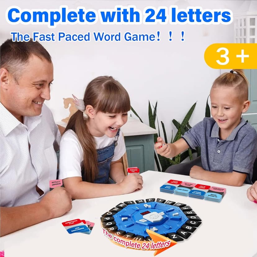 Word Game with LED Display, Alphabet Games, Fast-Paced Family Board Game for Learning Playing Game Gifts for Ages 3+ (Blue)