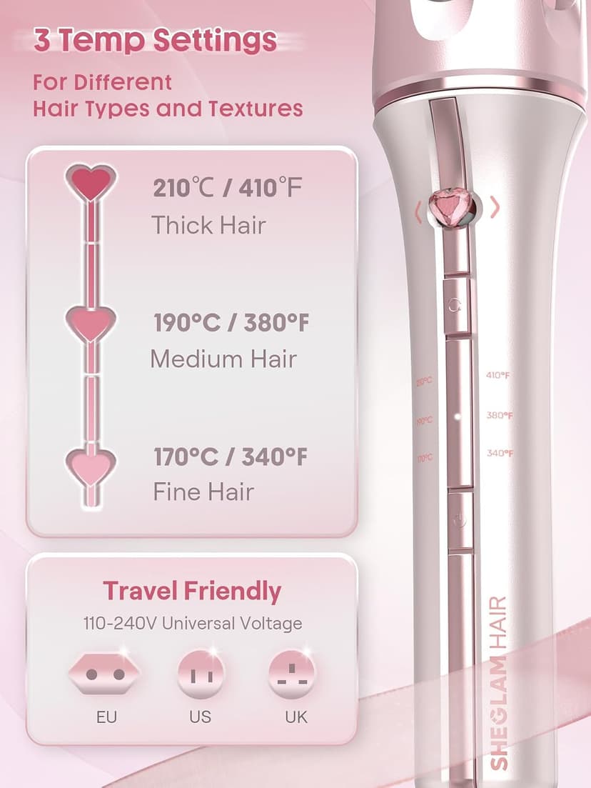 SHEGLAM Automatic Curling Iron (Pink, 1.25 inch) B0G2C48SRB