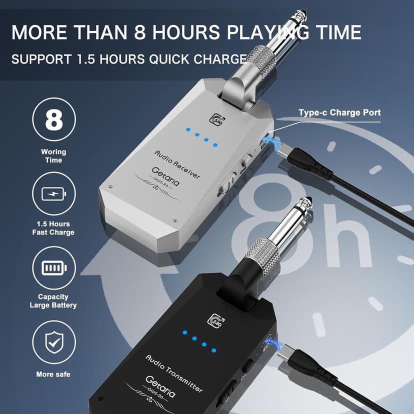 5.8Hz Guitar Wireless System Anti-Interference Instrument 4Channels Wireless Transmitter Receiver Digital Audio Cordless System Bass For Electric Guitars Bass