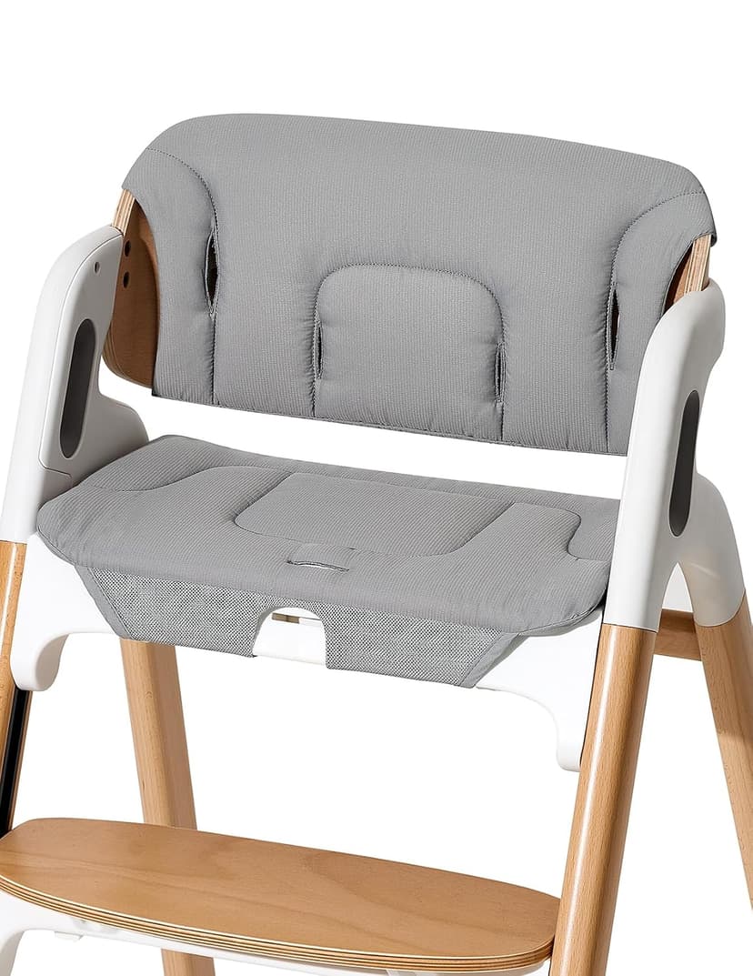 Momcozy High Chair Cushion & Backrest Set - Ergonomic Support for Dinerpal Chairs, Machine Washable Gray Seat Pad with Non-Slip Design