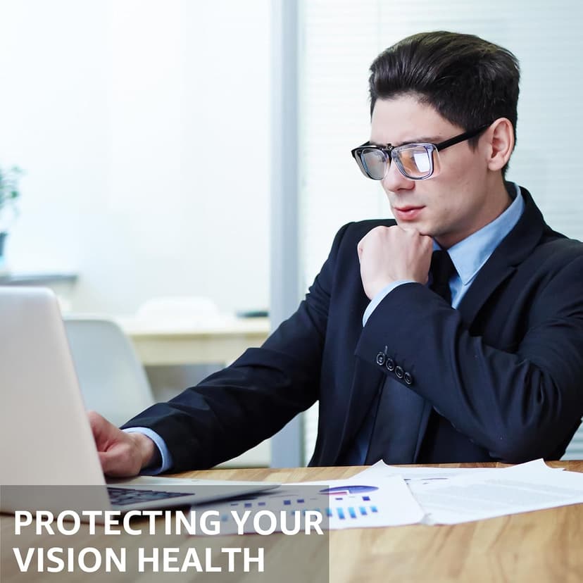 Trysee Rectangular Clip-On Flip-Up Blue Light Blocking Glasses for Eyes Strain/Light Sensitive TS309