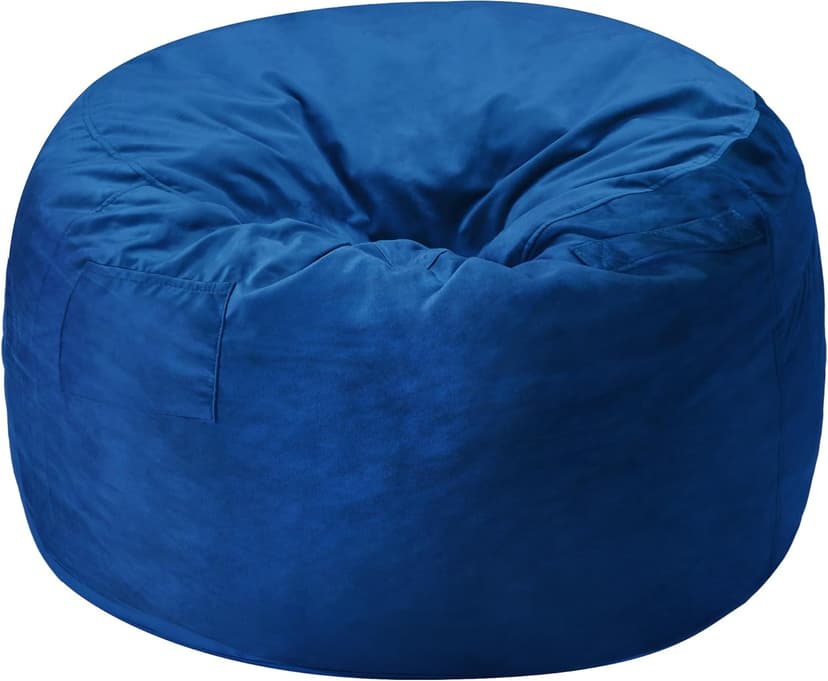 Homguava 3FT Bean Bag Chair: 3' Bean Bags with Memory Foam Filled, Large Beanbag Chairs Soft Sofa with Dutch Velvet Cover-Blue