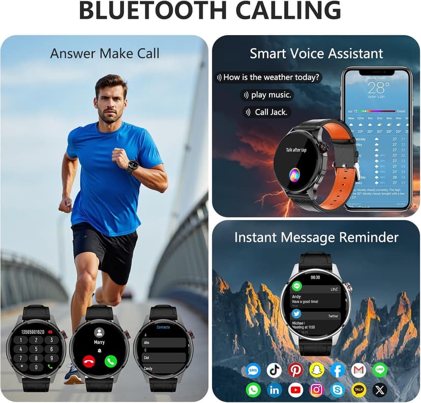 Lyaarka Smart Watches for Men,1.46" Fitness Tracker with GPS,Health Monitor,AI,Bluetooth Call/TextReply, Compass/Altitude/Barometer,100+ Sports Mode,5ATM Waterproof for Android/iPhone with 2 Straps