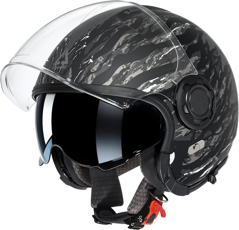 TRIANGLE Convertible Full Face Motorcycle Helmet DOT Approved for Men Women, Multi-Configuration 3/4 Open Face Street Bike Helmet with Internal Tinted Sunshield, Includes Storage Bag