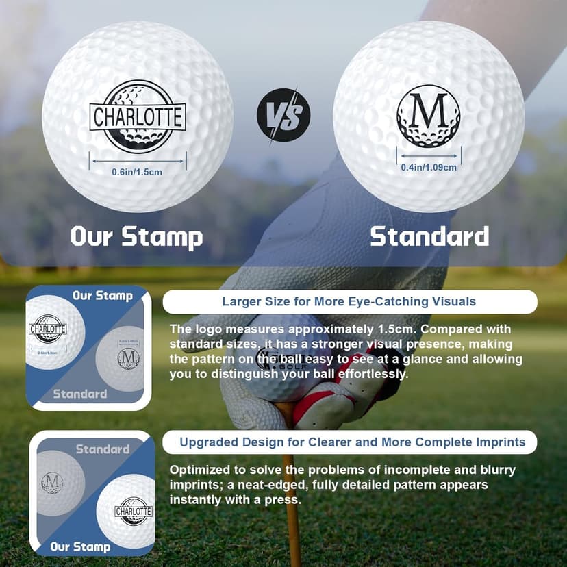 Golf Ball Stamp Personalized, Custom Golf Ball Marker with Monogram Name Design, Waterproof Ink Customized Golf Ball Stamper, Golf Accessories Gifts for Golfers Men Dad Husband
