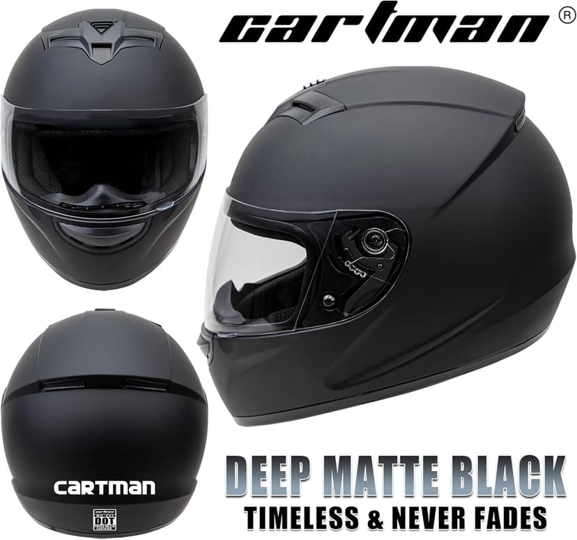 Cartman Full Face Motorbike Helmet - DOT Certified for Racing & Street Bikes, Adult Visor Helmet with Aerodynamic Design