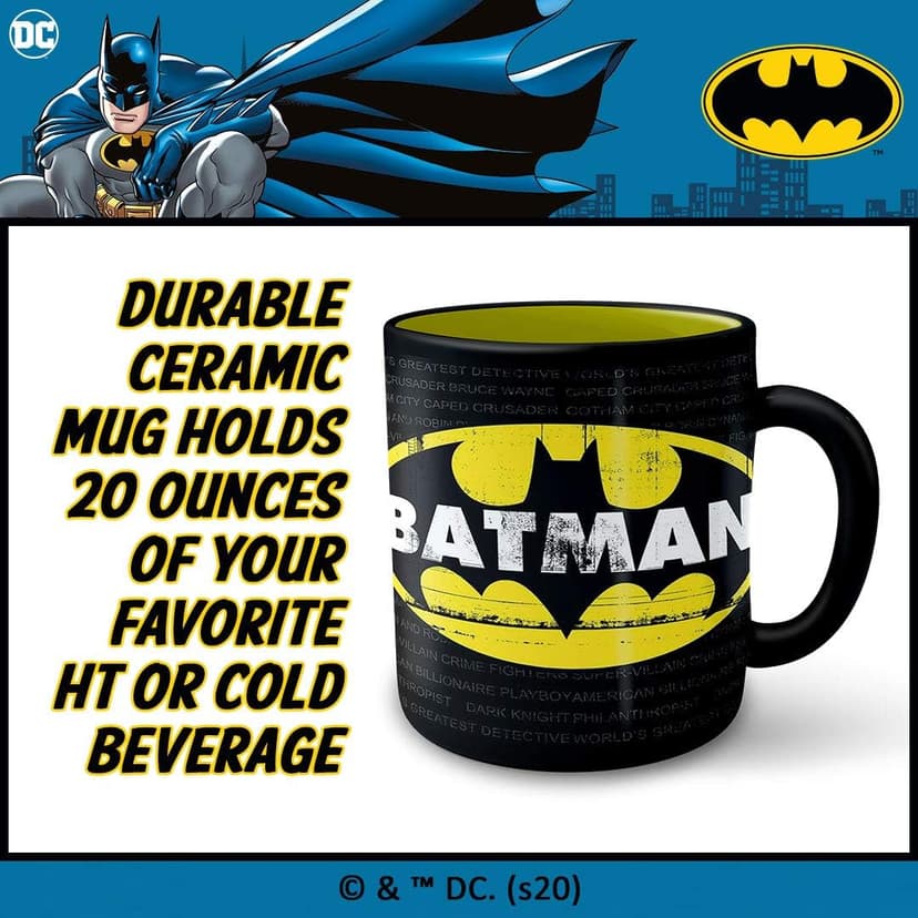 Silver Buffalo DC Comics Batman Logo Ceramic Mug, 20 Ounces