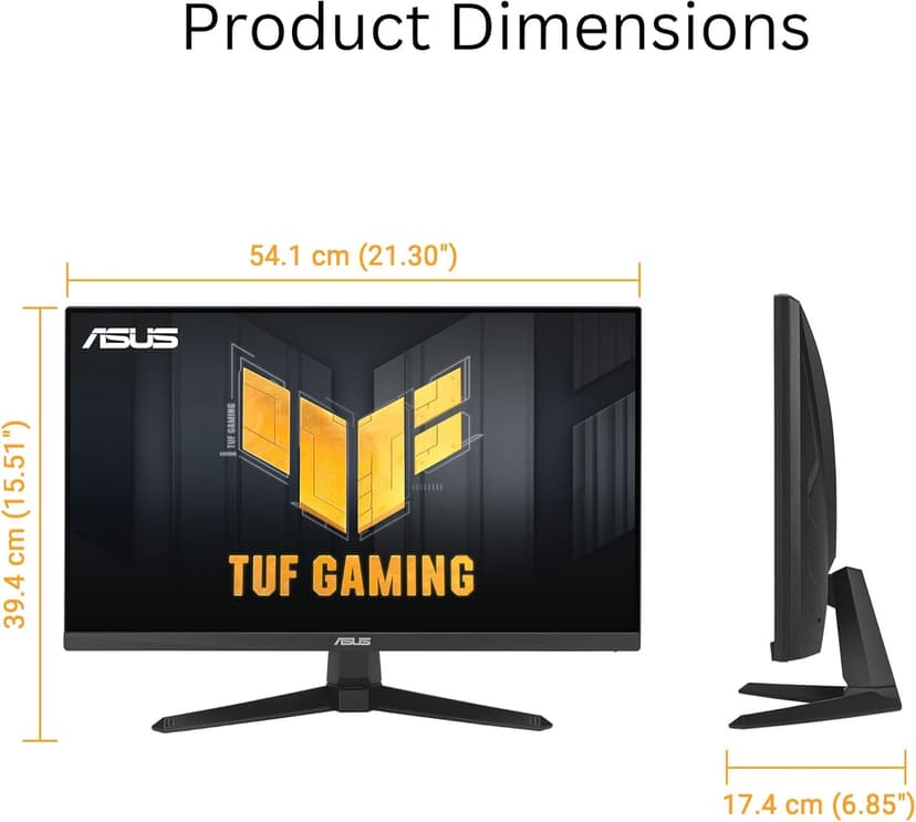 ASUS TUF Gaming 24” (23.8” viewable) 1080P Monitor (VG249QE5A) - FHD, 144Hz Overclock to 146Hz, IPS, Extreme Low Motion Blur Sync, 1ms, Speakers, Variable Overdrive, DisplayWidget Center, 3yr Warranty