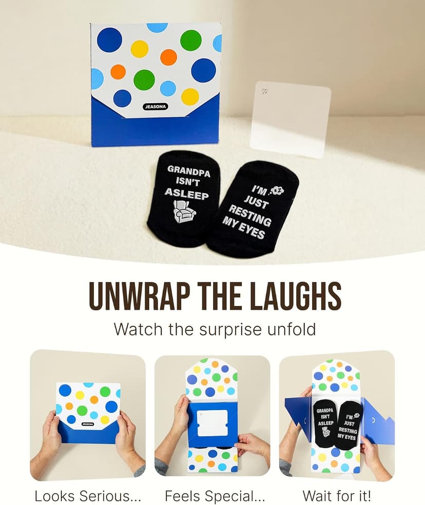 Jeasona Grandpa Gifts Funny Gifts for Grandpa Birthday Novelty Non-slip Socks