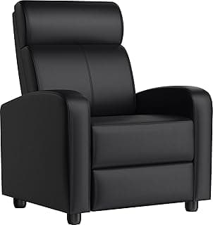 Yaheetech Recliner Chair PU Leather Recliner Sofa Home Theater Seating with Lumbar Support Overstuffed High-Density Foam & Pocket Springs, Push Back Recliners Armchair for Living Room