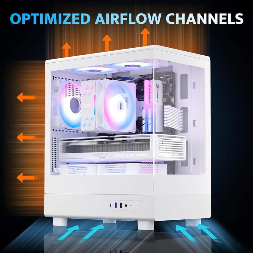 darkFlash Micro ATX PC Case, Pre-Install 3 PWM ARGB Fans Computer Case, Full View Dual Tempered Glass MATX Gaming PC Case, Type C Port, Supports up to 240mm AIO(DB330M) (White)