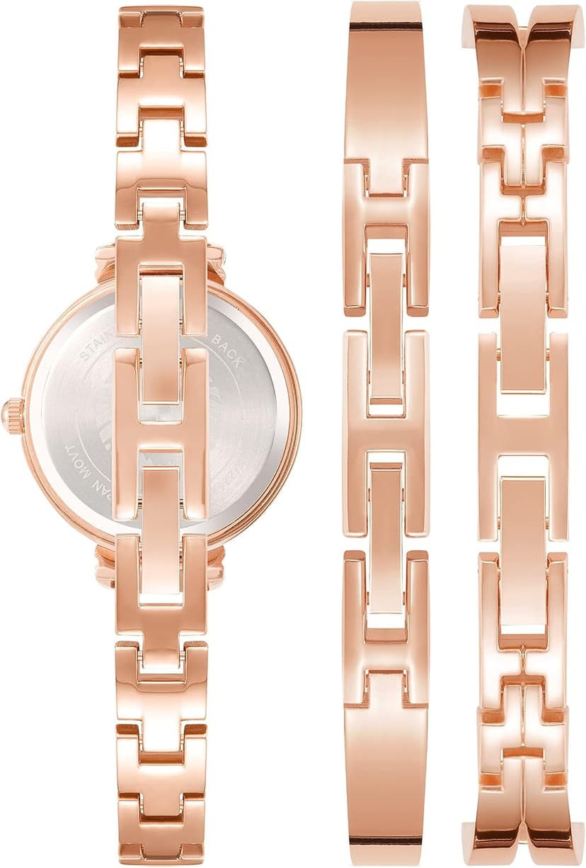 Anne Klein Women's Premium Crystal Accented Bangle Watch Set, AK/2245