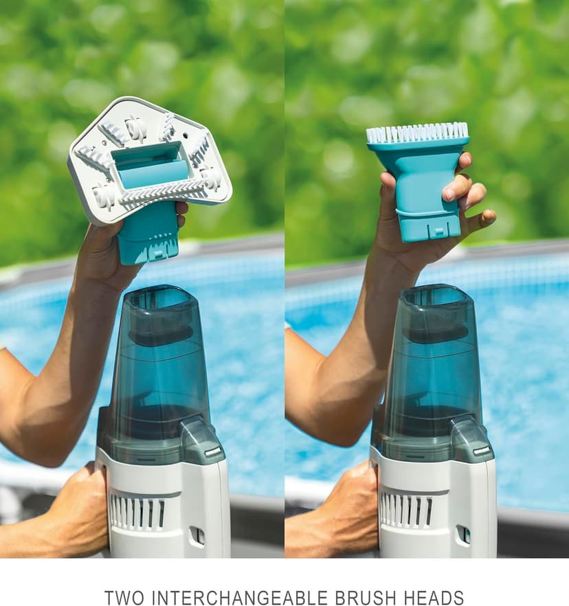 Intex ZR200 Rechargeable Cordless Swimming Pool and Spa Vacuum Cleaner with Telescoping Handle and 2 Interchangeable Brush Heads