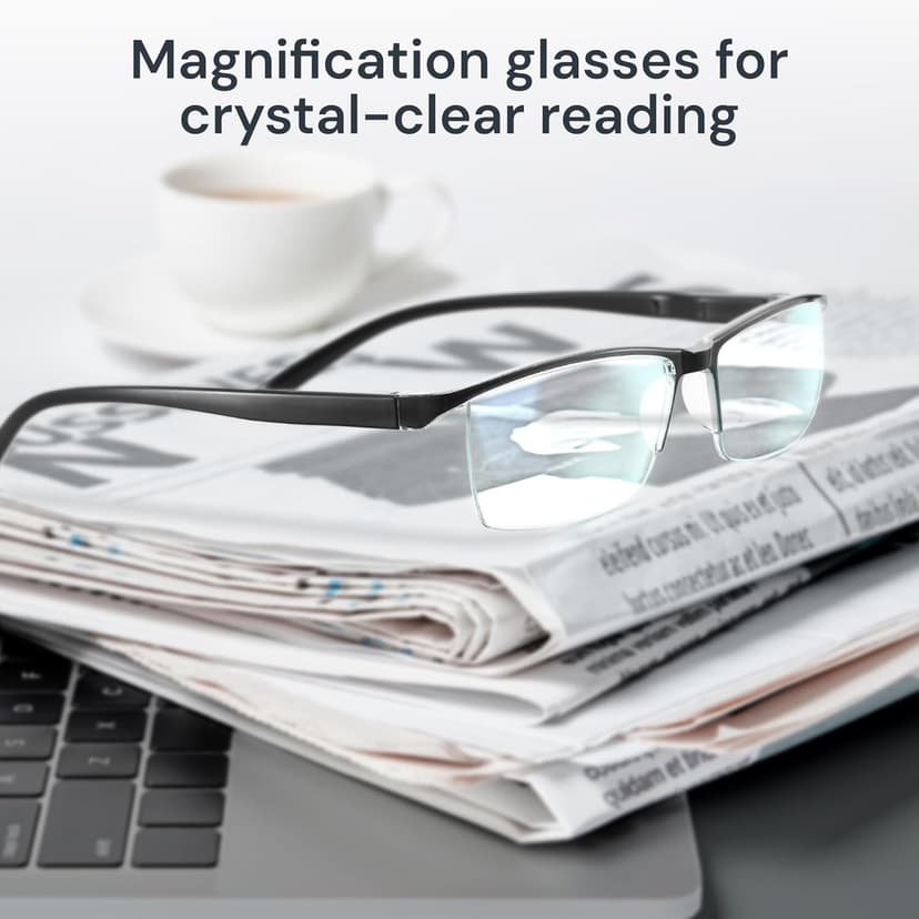 Gaoye Executive Style Reading Glasses Men - Durable Readers with Blue Light Filtering- Comfortable Fit with TR90 Frames