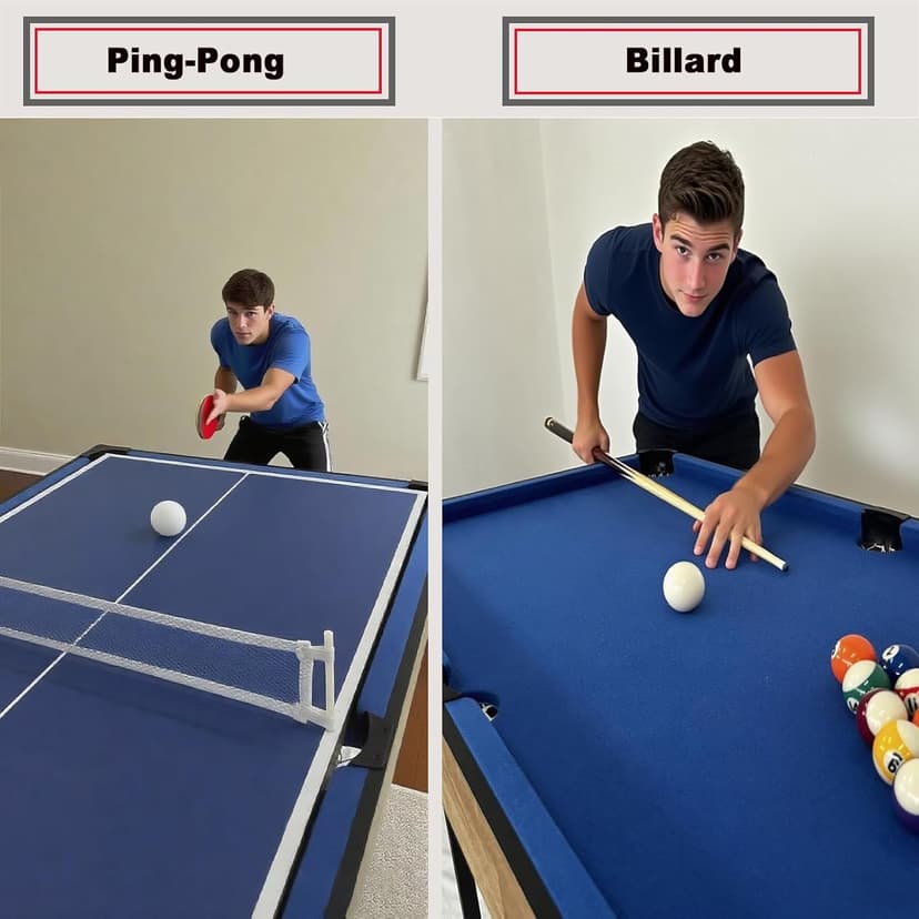 6 in 1 Multi Game Table Folding Pool Table, Billiard, Hockey, Table Tennis, Bowling, Shuffle Board and Tic Tac Toe with All Accessories