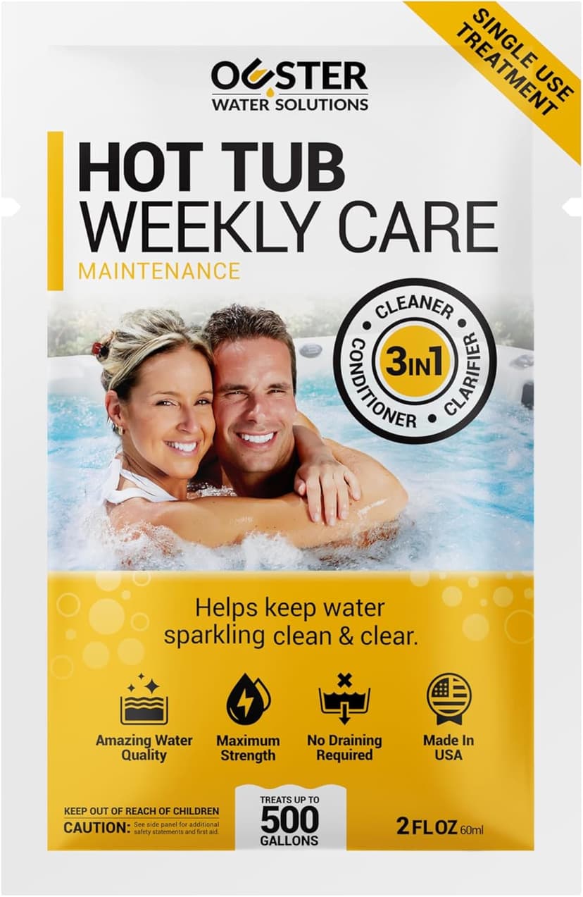 Bio Ouster 3in1 Weekly Hot Tub Cleaner, Conditioner, Clarifier - Hot Tub Chemicals for Standard & Inflatable Spas - Spa Chemicals for Crystal Clear & Sparkling Clean Water - Made in USA (4 Week Kit)