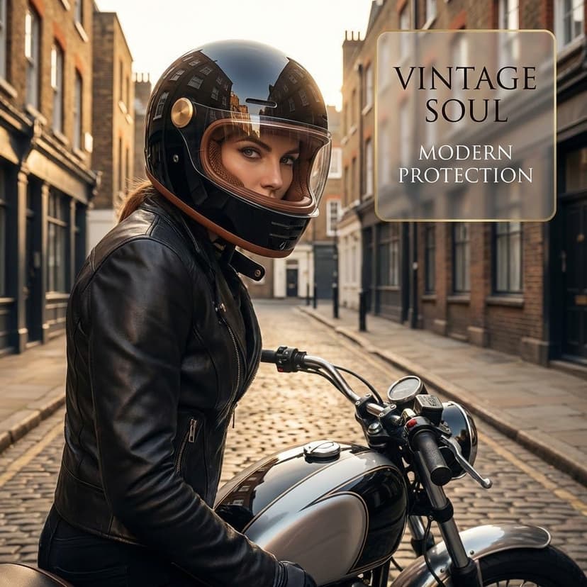 Retro Motorcycle Helmet for Adults?Vintage Full Face Helmet with Ventilation System, Waterproof Design for Motorcycle Riding