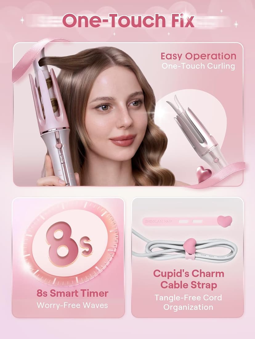 SHEGLAM Automatic Curling Iron (Pink, 1.25 inch) B0G2C48SRB